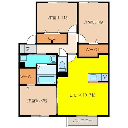 グレースタウン江南Gの物件間取画像